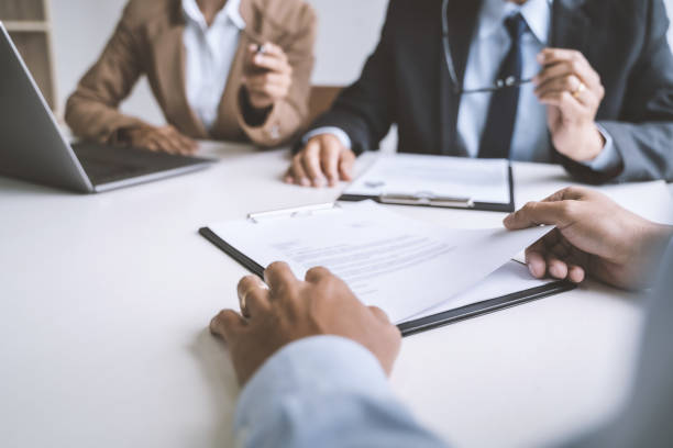 istock Job interview with human resource manager in office, Recruitment concept. 1195532535