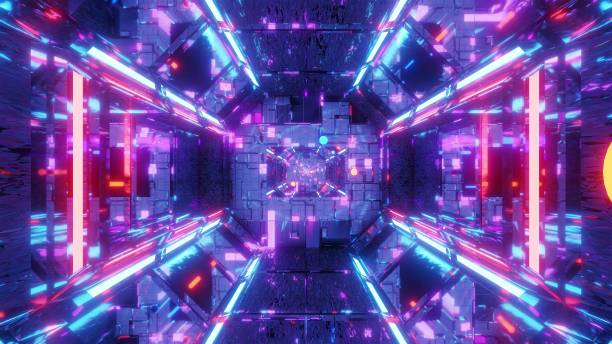istock futuristic scifi tunnel corridor with glowing flying spheres particles 3d illustration background wallpaper graphic design 1195537265