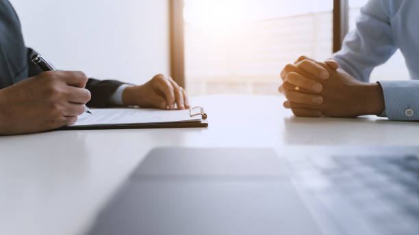 istock Job interview with human resource manager in office, Recruitment concept. 1195538651