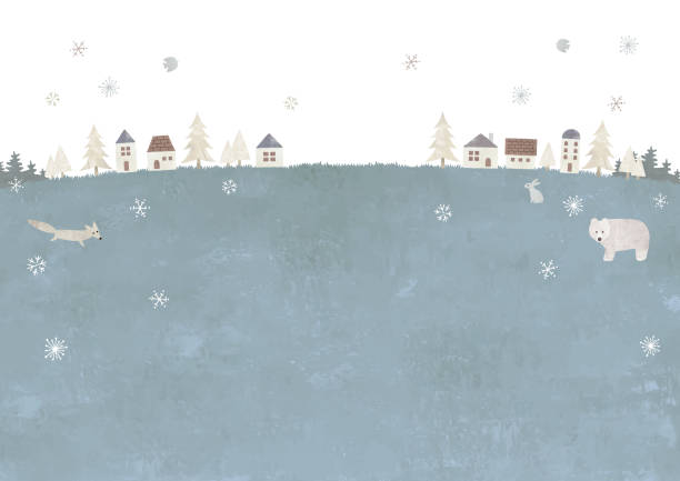 снежный луг - illustration and painting panoramic sky snow stock illustrations