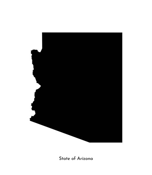 ilustrações de stock, clip art, desenhos animados e ícones de vector isolated simplified illustration icon with black map's silhouette of state of arizona (usa). white background - arizona map outline silhouette