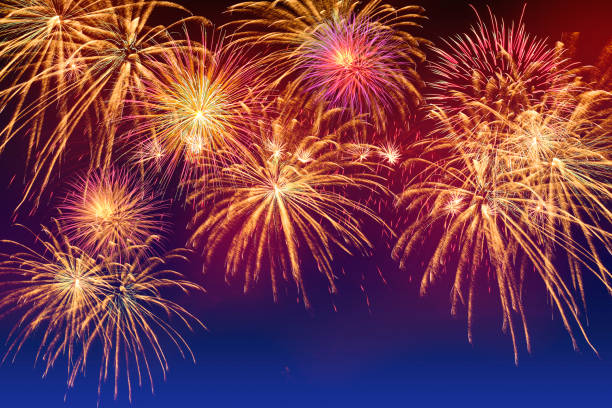 istock Closed-up of fireworks background. 1195547746