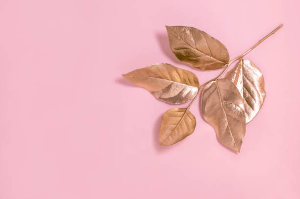 istock Golden pink branch with leaves 1195547982