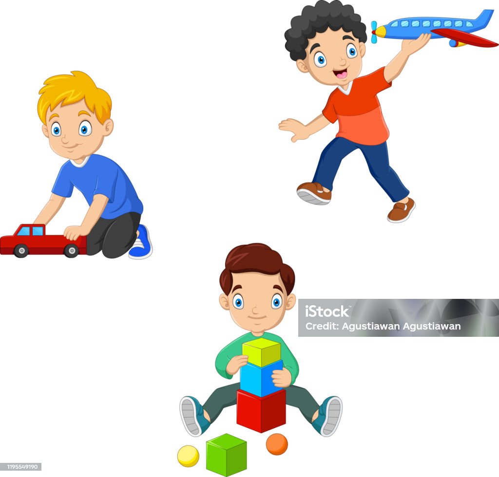 Ilustración de Dibujos Animados De Niños Jugando Juguetes y más Vectores  Libres de Derechos de Actividad - Actividad, Alegre, Amarillo - Color -  iStock
