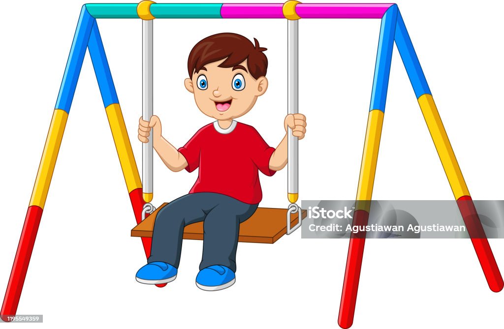 Cartoon Boy Is Playing Swing Stock Illustration - Download Image Now -  Activity, Adult, Back Yard - iStock