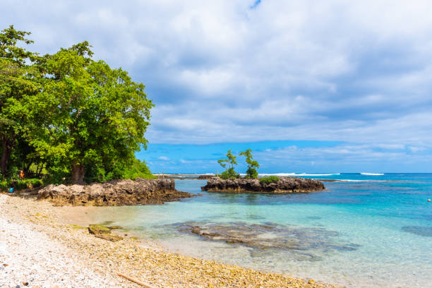 Seascape view in sunny weather, Tanna Island, Vanuatu. stock photo