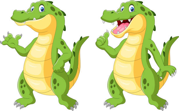 Happy crocodile standing and waving hand Vector illustration of Happy crocodile standing and waving hand crocodile smile stock illustrations