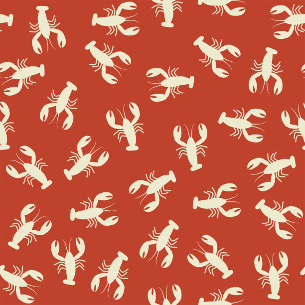 ilustrações de stock, clip art, desenhos animados e ícones de lobster seamless pattern. - lobster seafood prepared shellfish crustacean