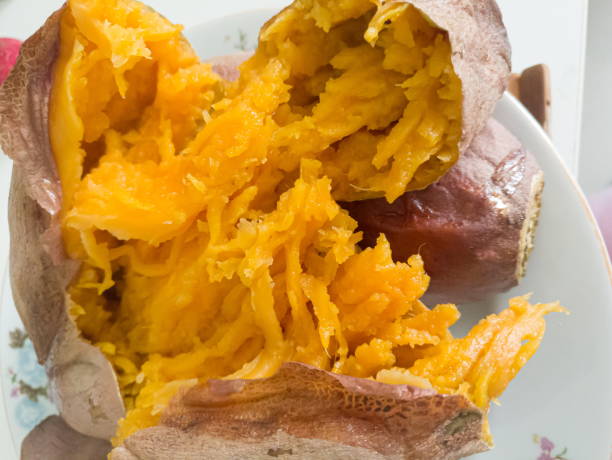 istock Baked sweet potato closeup 1195553189