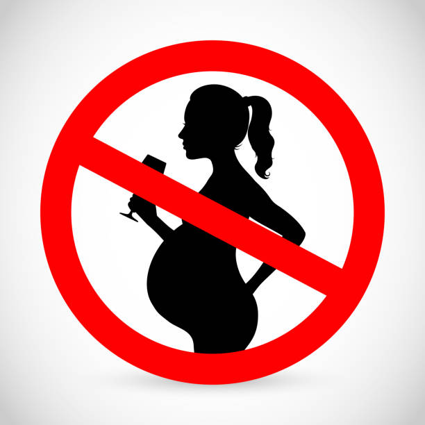 istock Vector forbidden sign - no alcohol, pregnant women 1195554591