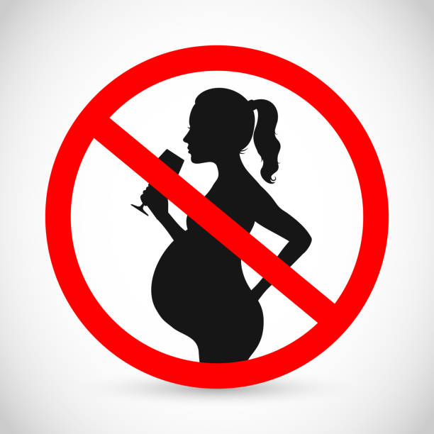 istock Vector forbidden sign - no alcohol, pregnant women 1195554700
