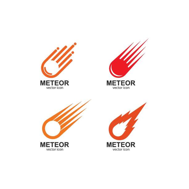 meteor-logo-vektor-vorlage - meteor fireball asteroid comet stock-grafiken, -clipart, -cartoons und -symbole