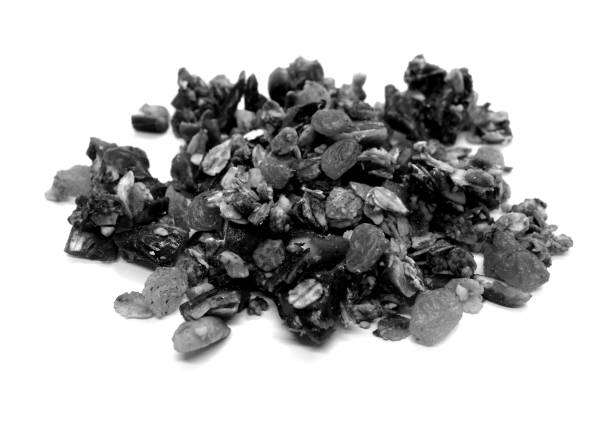 istock Tasty granola on white in black and white. 1195556068
