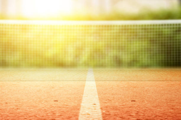 istock Closeup view of tennis net 1195556270