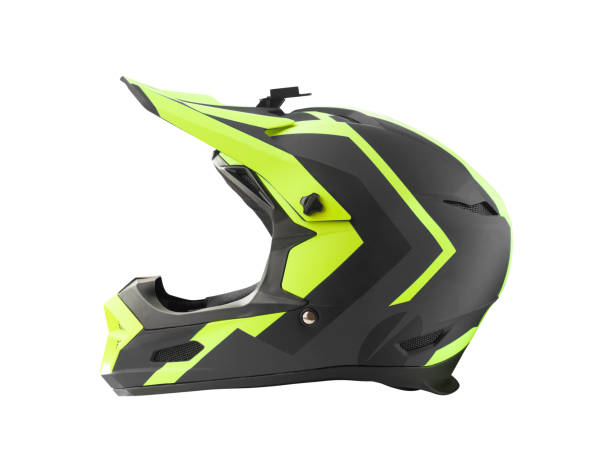 capacete preto da cara cheia para a bicicleta de montanha em declive e a equitação do motocross - dh - fotografias e filmes do acervo