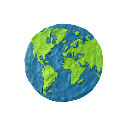 Half of planet with green grass on a white background