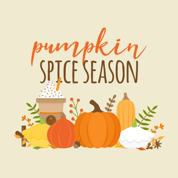 illustrations, cliparts, dessins animés et icônes de saison d'épices de citrouille - coffee pumpkin latté autumn