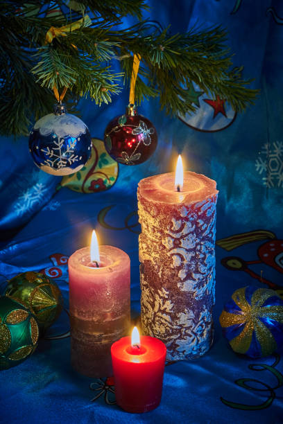 istock Christmas candles lightning decoration 1195560279