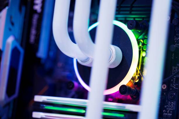 istock Close up of Computer RGB gaming, Illuminated by colored LED 1195561246