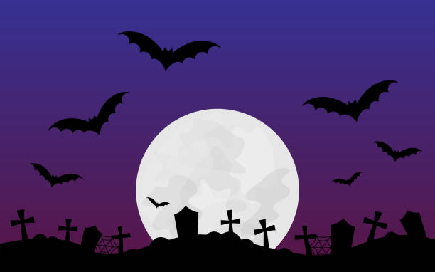 Drawing Of The Spooky Graveyard Scene Scary Trees Stock Illustrations,  Royalty-Free Vector Graphics & Clip Art - iStock