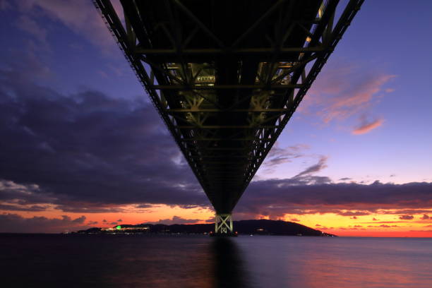 istock Looking up at Akashi Kaikyo Bridge(Kobe City, Awaji City) 1195562863