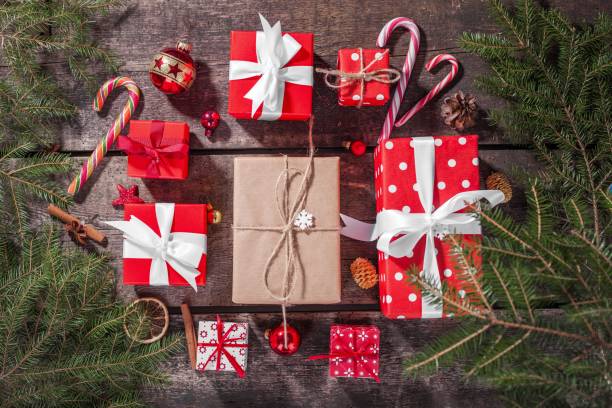 istock Christmas or new year decorated gift box 1195563012
