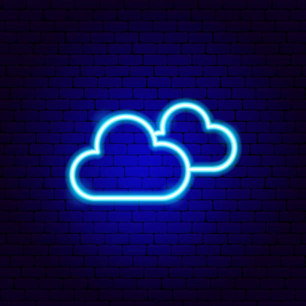 Cloudy Neon Sign Cloudy Neon Sign. Vector Illustration of Metcast Promotion. metcast stock illustrations