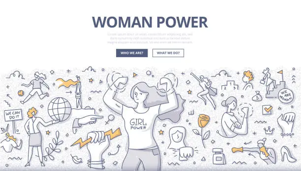 Vector illustration of Woman Power Doodle Concept