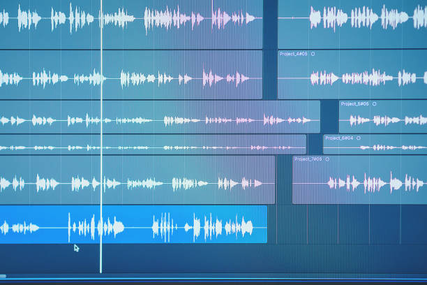 istock Audio graph available on the monitor screen during recording. 1195564872