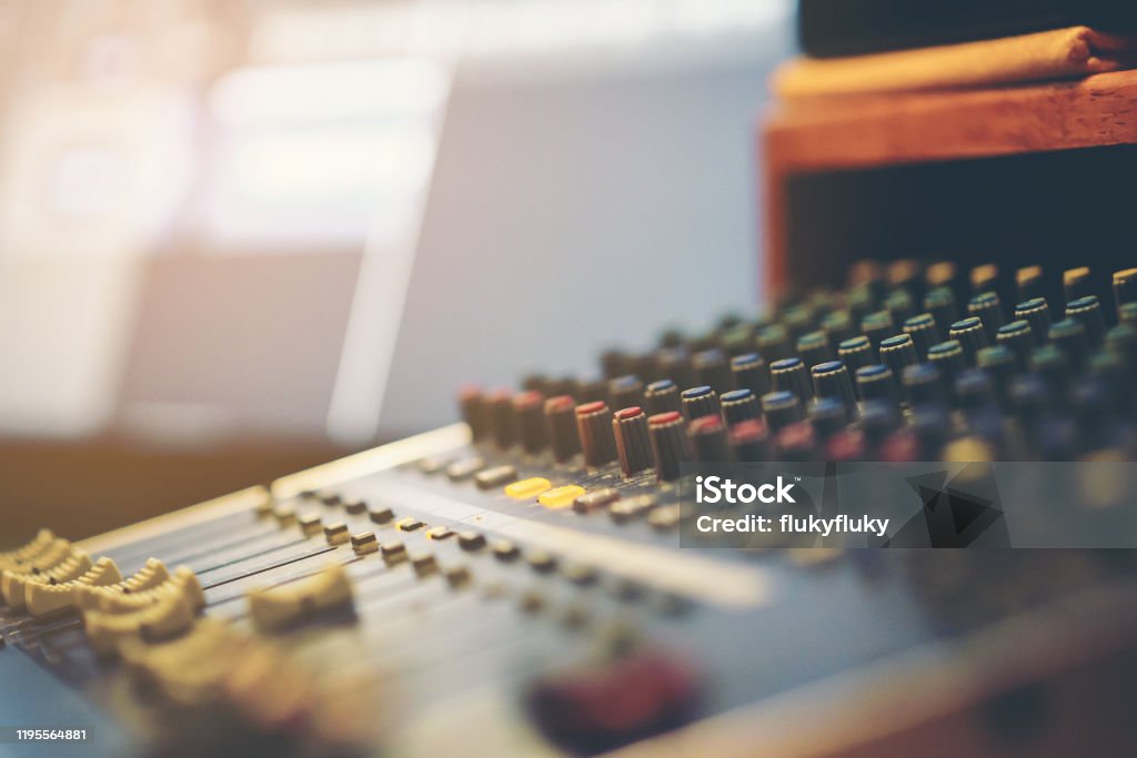 Equipment used in the recording room that modifies sound. Music Stock Photo