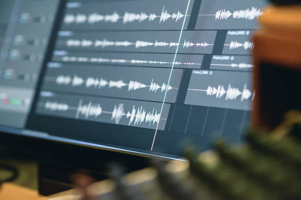 istock Audio graph available on the monitor screen during recording. 1195564894