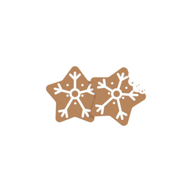 ilustrações de stock, clip art, desenhos animados e ícones de christmas gingerbread cookies on white background. vector illustration in flat design - brown bread illustrations