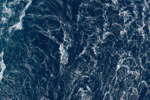 Full frame dark blue turbulent sea water backgrounds