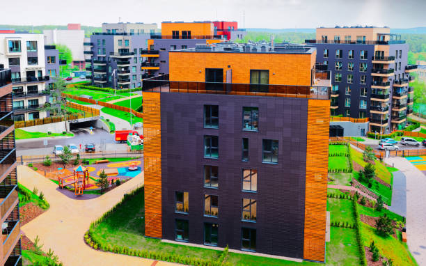 istock Modern residential buildingsquarter reflex 1195566073