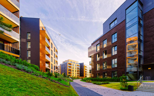 istock Modern architecture of residential buildings reflex 1195566310