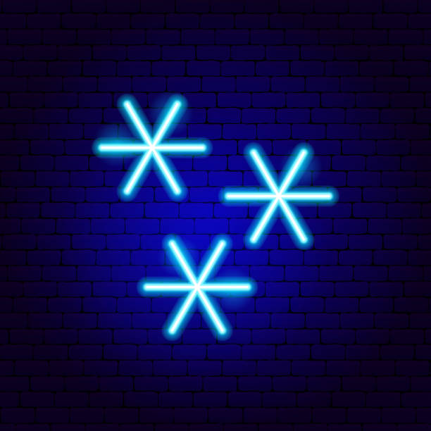 Snowflakes Neon Sign Snowflakes Neon Sign. Vector Illustration of Weather Promotion. metcast stock illustrations