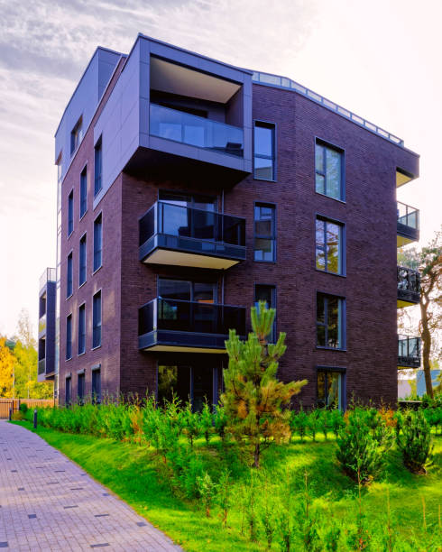 istock Modern architectural residential building reflex 1195566471
