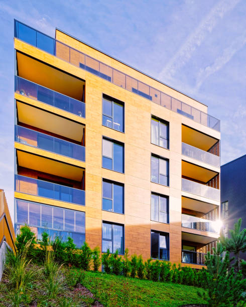 istock Modern european residential building quarter reflex 1195566988