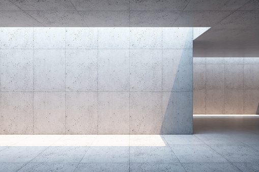 blank concrete space interior, 3d rendering