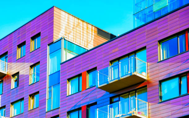 istock Modern luxury apartment building exterior reflex 1195569614