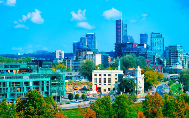 istock Business district of modern downtown in Vilnius reflex 1195569708