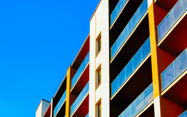 istock Residential apartment house facade with empty place for copy space reflex 1195570040