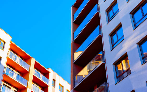 istock Apartment residential house facade with blank place for copy space reflex 1195570097