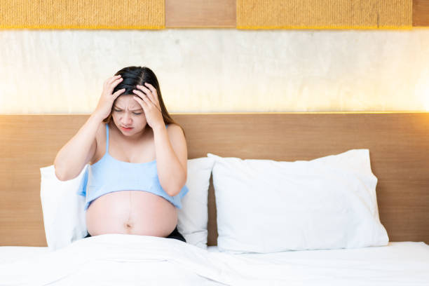 Upset pregnant woman