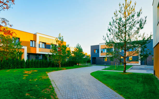 istock Residential Apartment home facade architecture and outdoor facilities reflex 1195571555