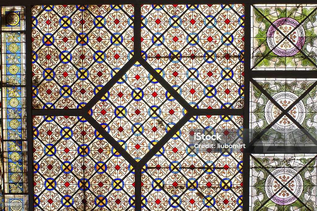 vintage vitrales de colores - Foto de stock de Anticuado libre de derechos