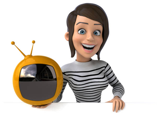 istock Fun 3D cartoon casual character woman 1195574862