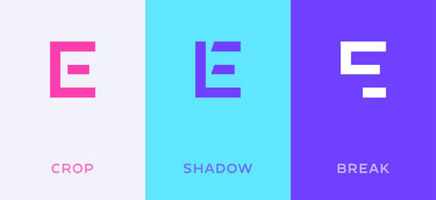 Set of letter E minimal logo icon design template elements Set of letter E minimal logo icon design template elements letter e stock illustrations