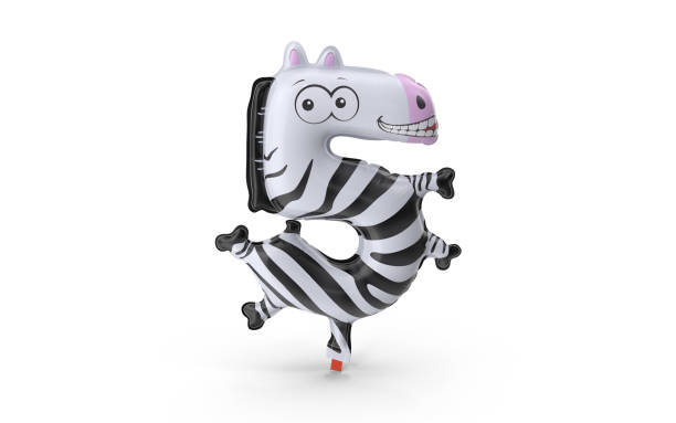 istock Animal Shaped Zebra Balloon Writing Number Five on White Background 1195576952