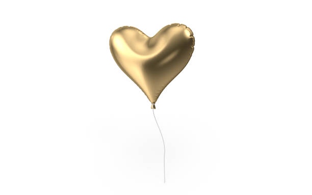 istock Heart Shape Gold Balloon on White Background with Drop Shadow 1195576989